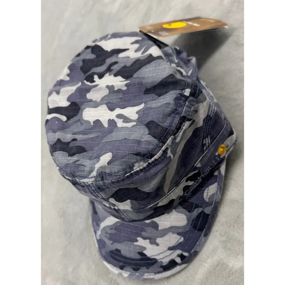 Carhartt Mens Blue Camo Military Cadet Hat Adjustable Ripstop Cap 101994 440 OS